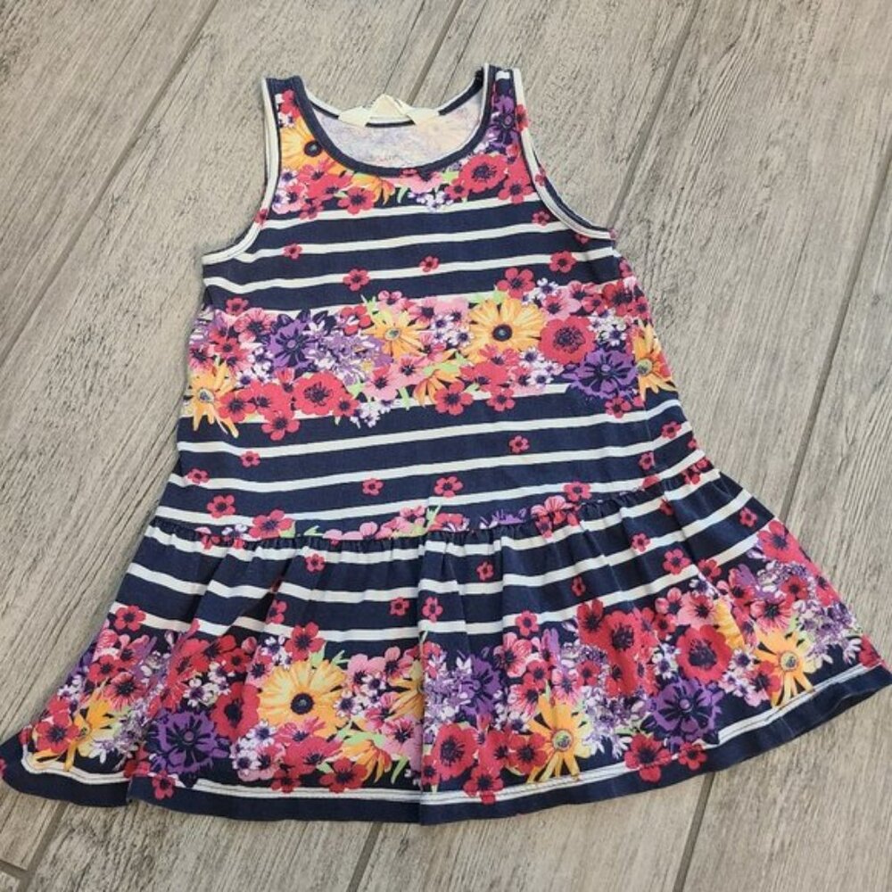 🏷 3/$15 or 5/$20 H&M baby girl sleeveless dress blue floral size 1.5 - 2 years